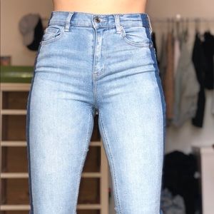 two tones blue jeans